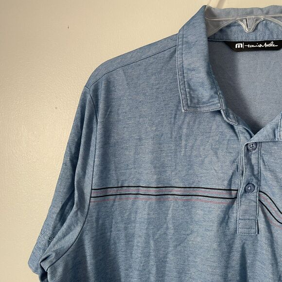 Travis Mathew Size XL Blue Short Sleeve Golf Polo Palm Tree Embroidered - Picture 3 of 9